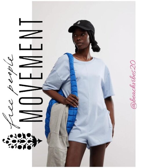 FP MOVEMENT BY FREE PEOPLE Hot Shot Tee Romper Steel Medium NWT - Picture 1 of 4